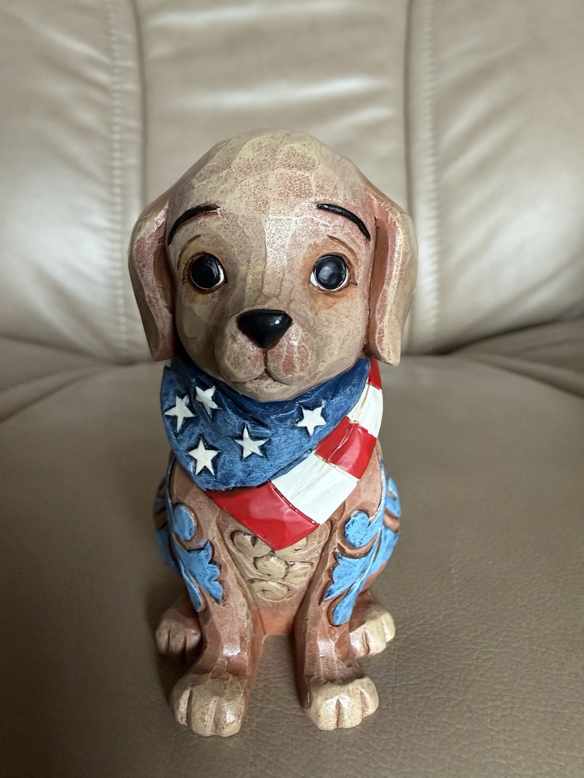 Jim Shore Heartwood Creek Patriotic Puppy Dog w/ Bandana 3.5” EUC