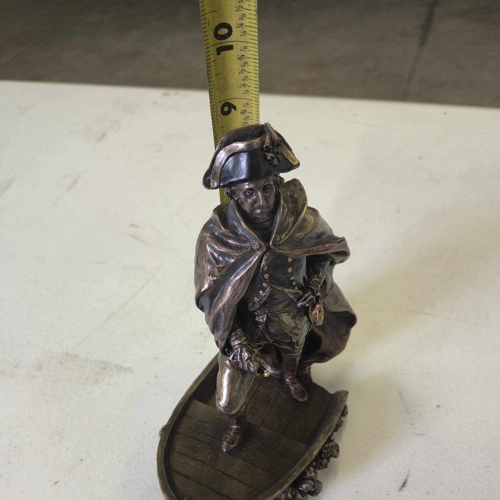 9 1/2″ GEORGE WASHINGTON Crossing The Delaware Statue Antique Bronze Color