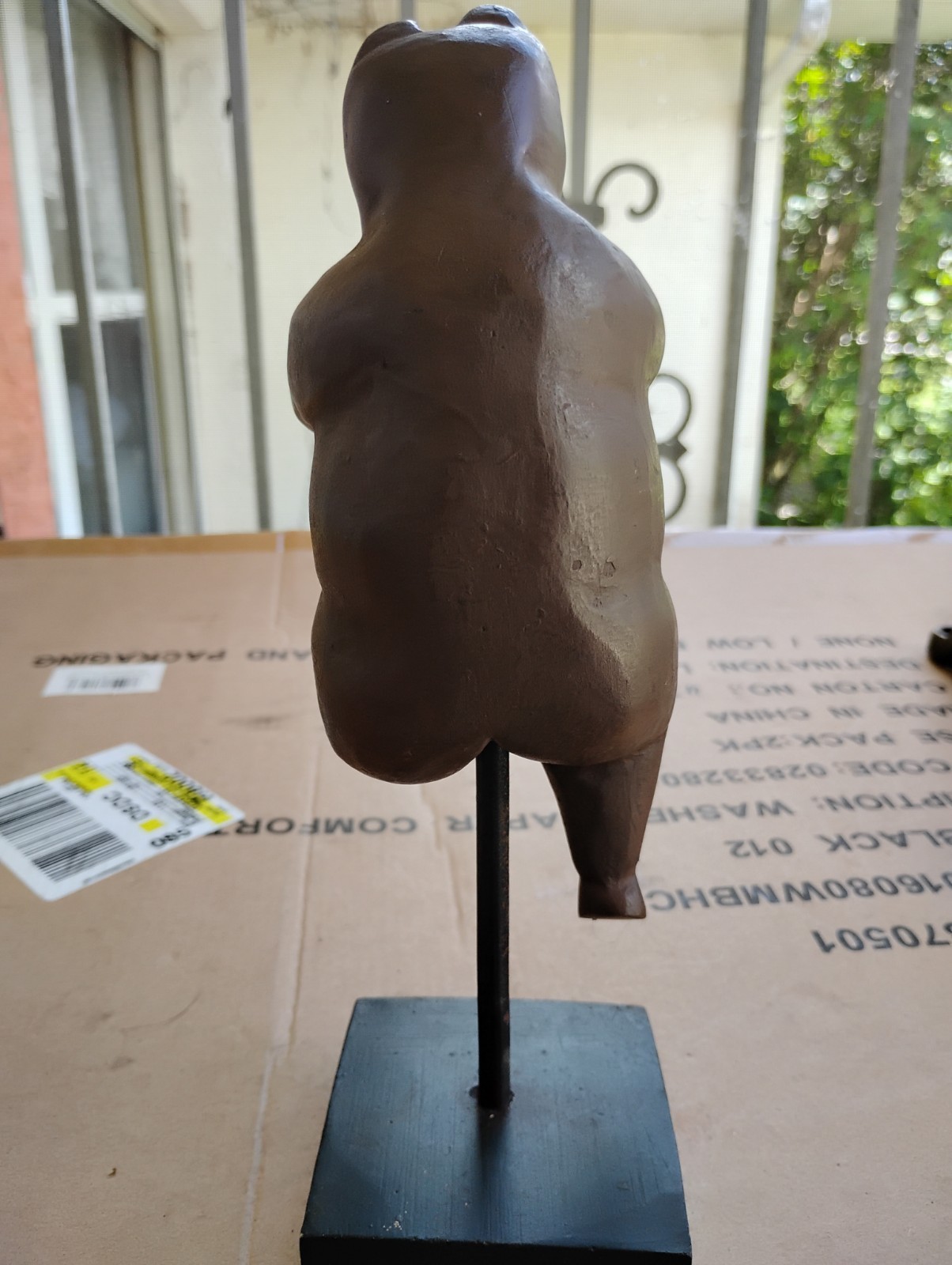 9″ Tall Dancing Bear Figure on a Pole Wood or Resin Pre-Loved