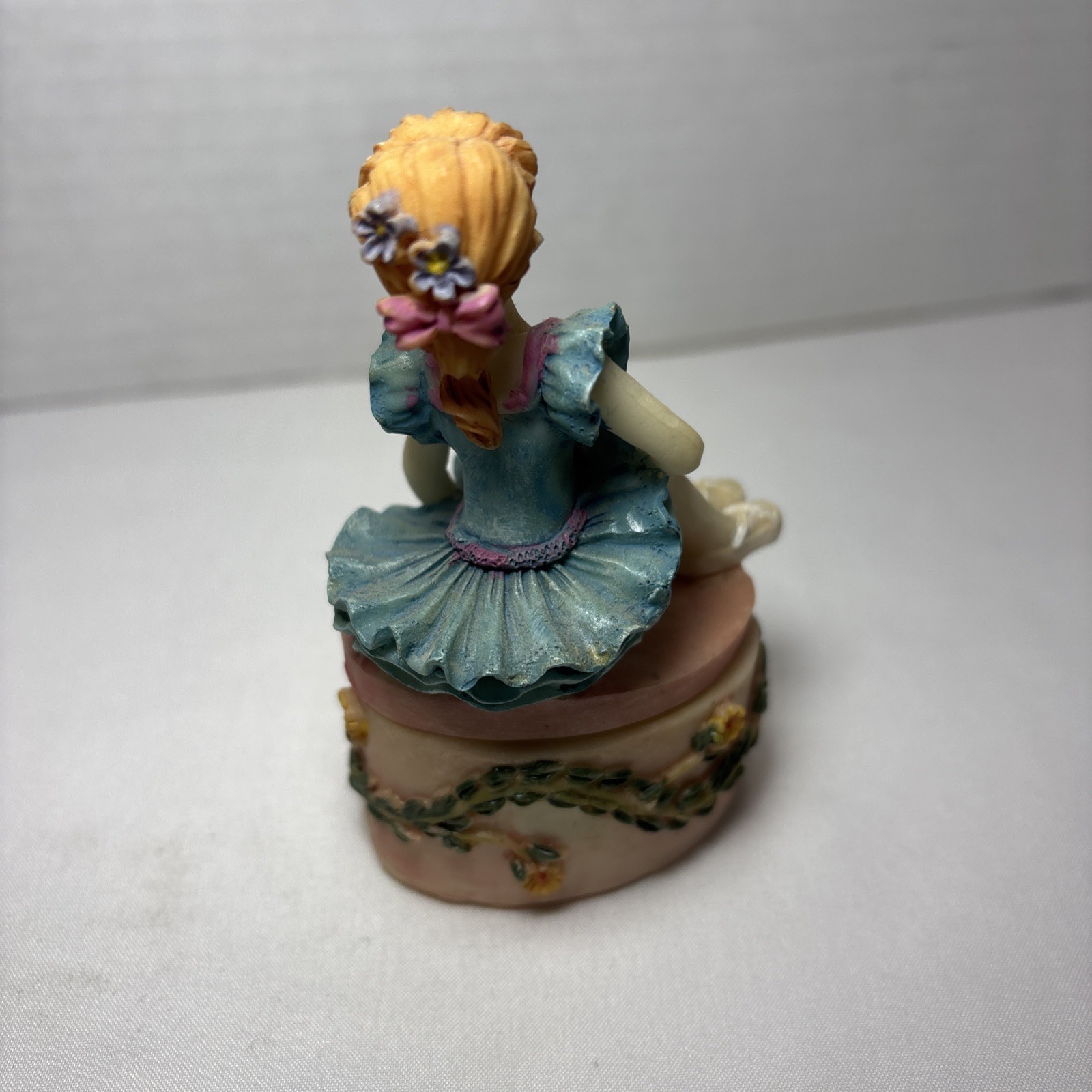 RARE Vintage 80s Little Girl Ballerina Resin Figure Figurine Trinket Box
