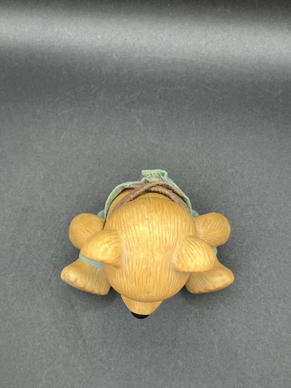 Homco Porcelain Jointed Teddy Bear Boy w/ Fabric Overalls – Taiwan Vtg 3.5″