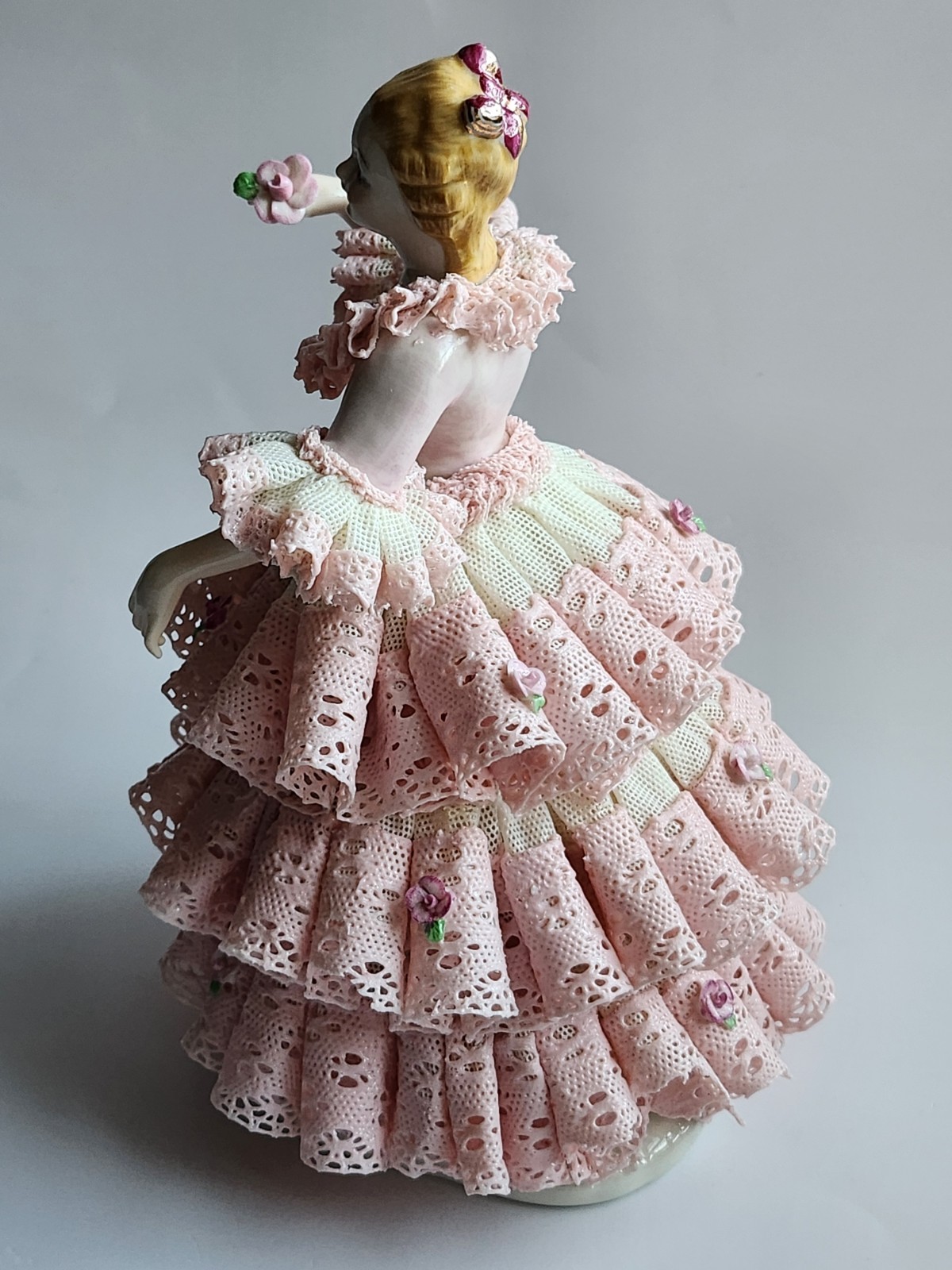 Vintage Muller Volkstedt Irish Dresden Scent of Rose Pink Porcelain Figurine