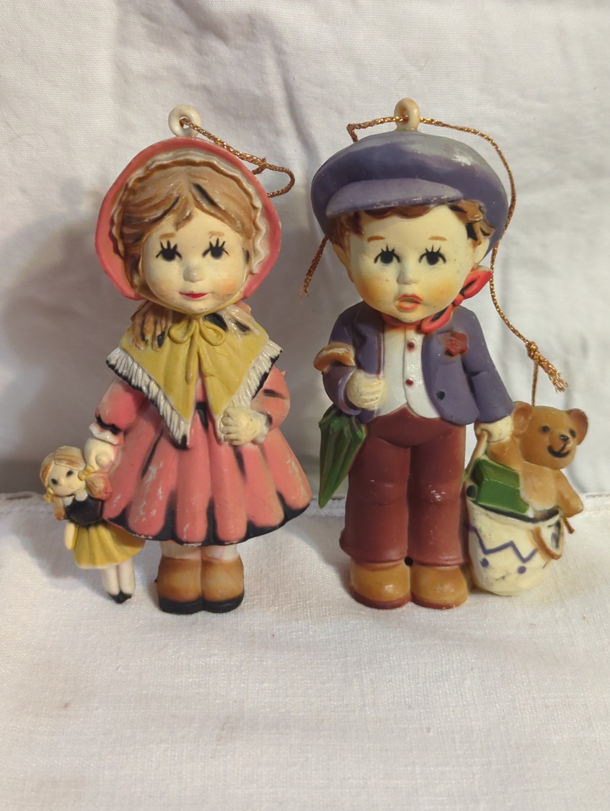 Vintage 3″ Plastic Victorian Boy And Girl Figurine Ornaments Macau