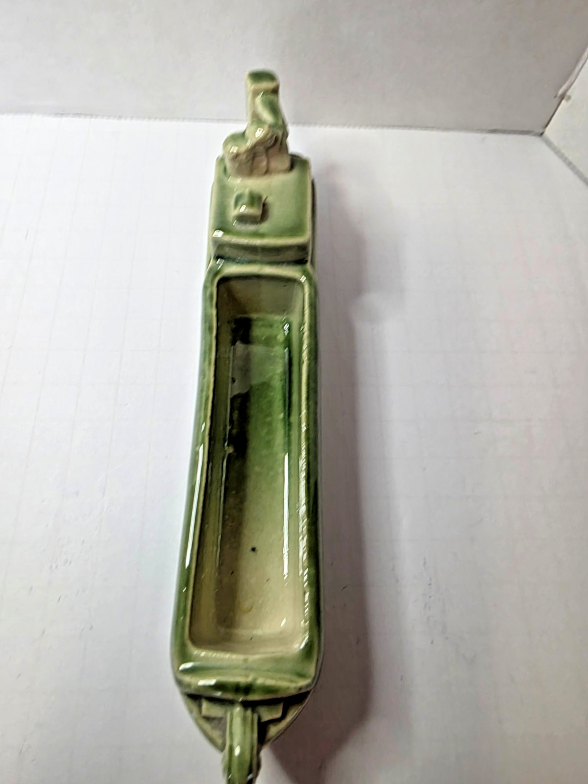 VTG Wade England Green Ceramic Canal Barge Narrowboat Planter Posy Holder Rare