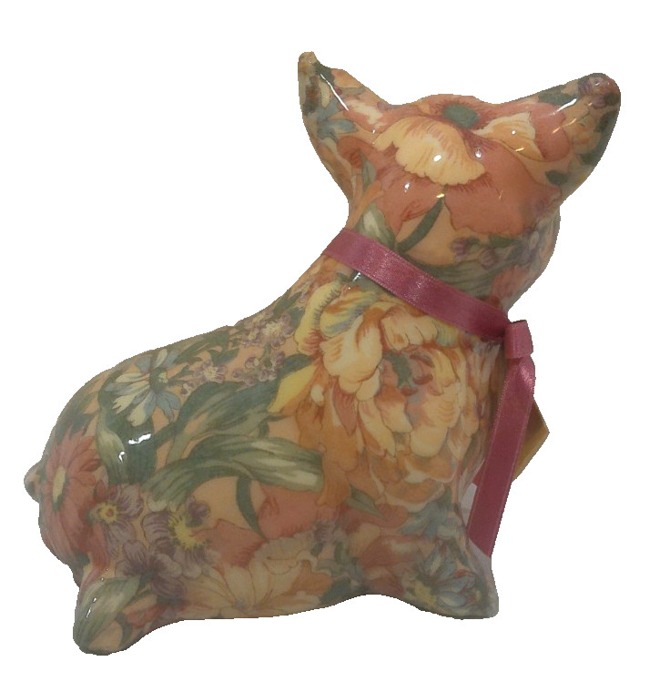 Vintage Porcelain Patchworks Joan Baker Designs Floral Pig Figurine Tags
