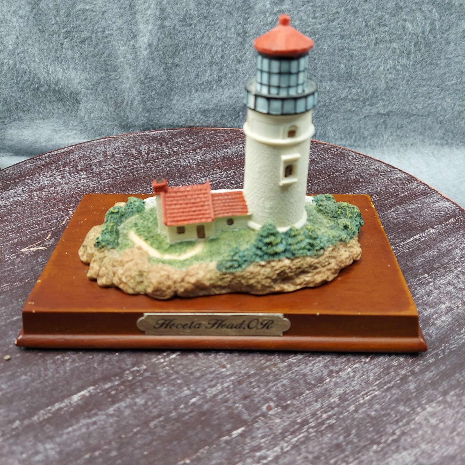 Heceta Head OR Lighthouse Miniature Model On Wooden Base