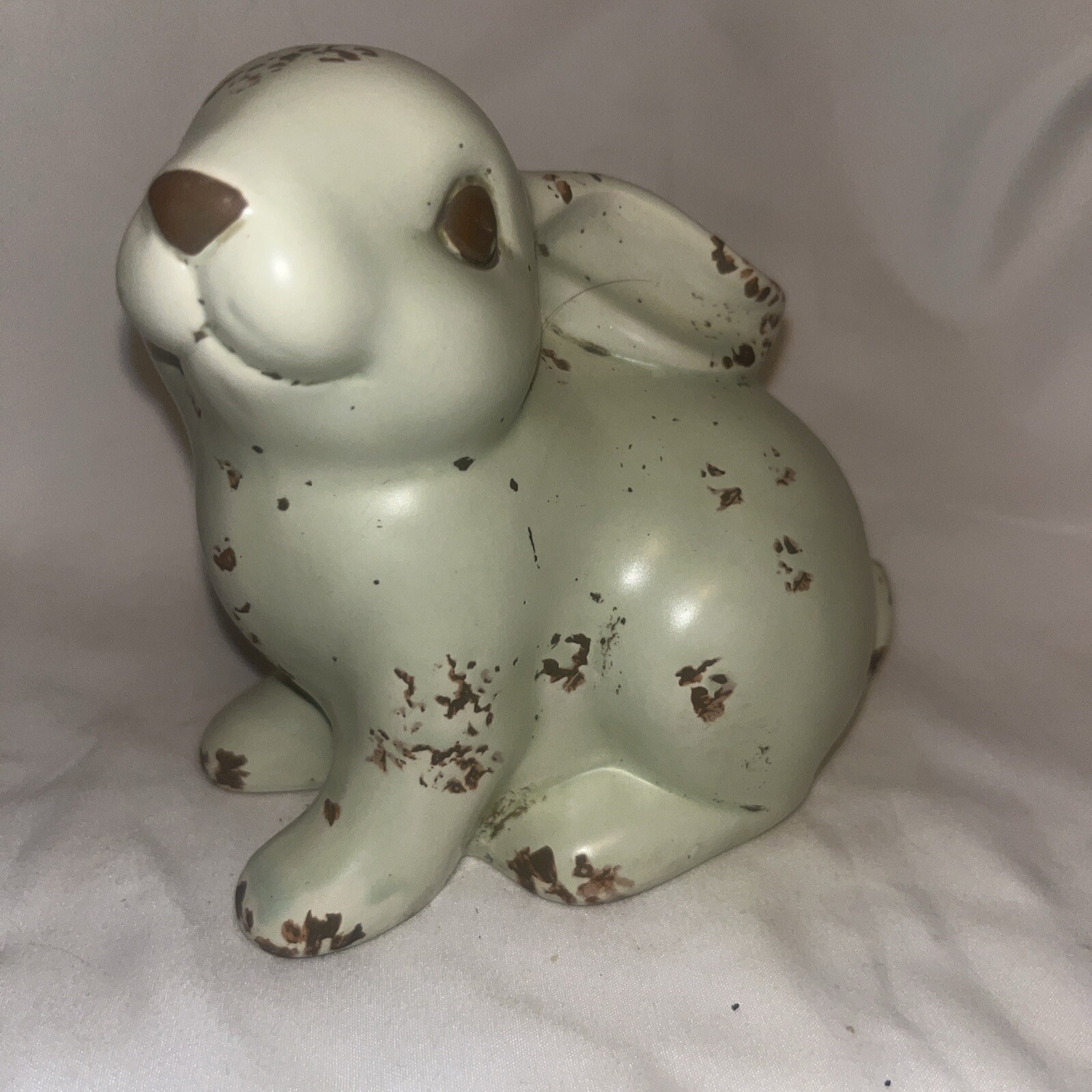 tii Collections?? Rabbit Bunny Pale Green With Brown Splotches 5” T x 5.5” L