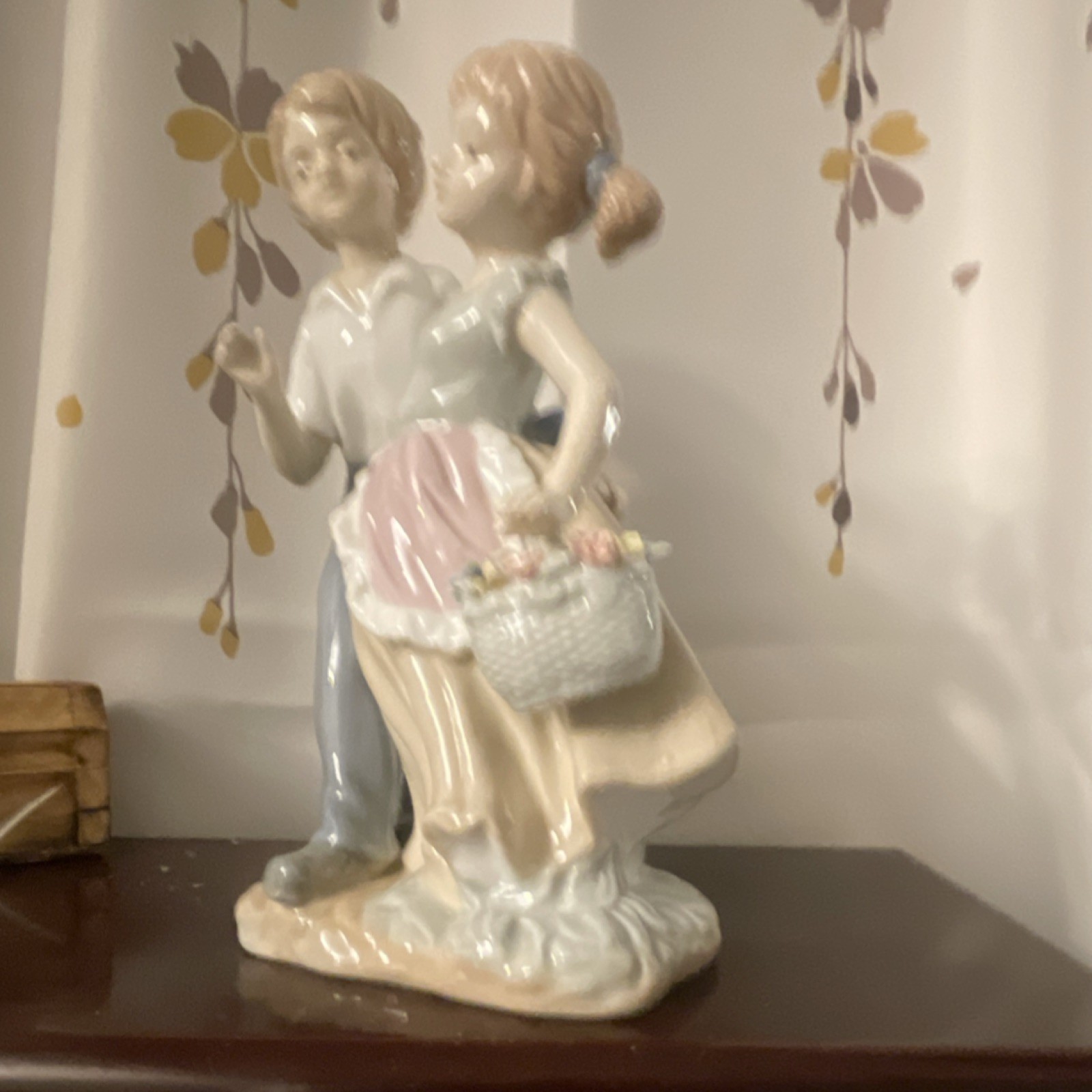 Porcelain Romantic Couple Figurine Multicolor Glossy Finish People Sculpture