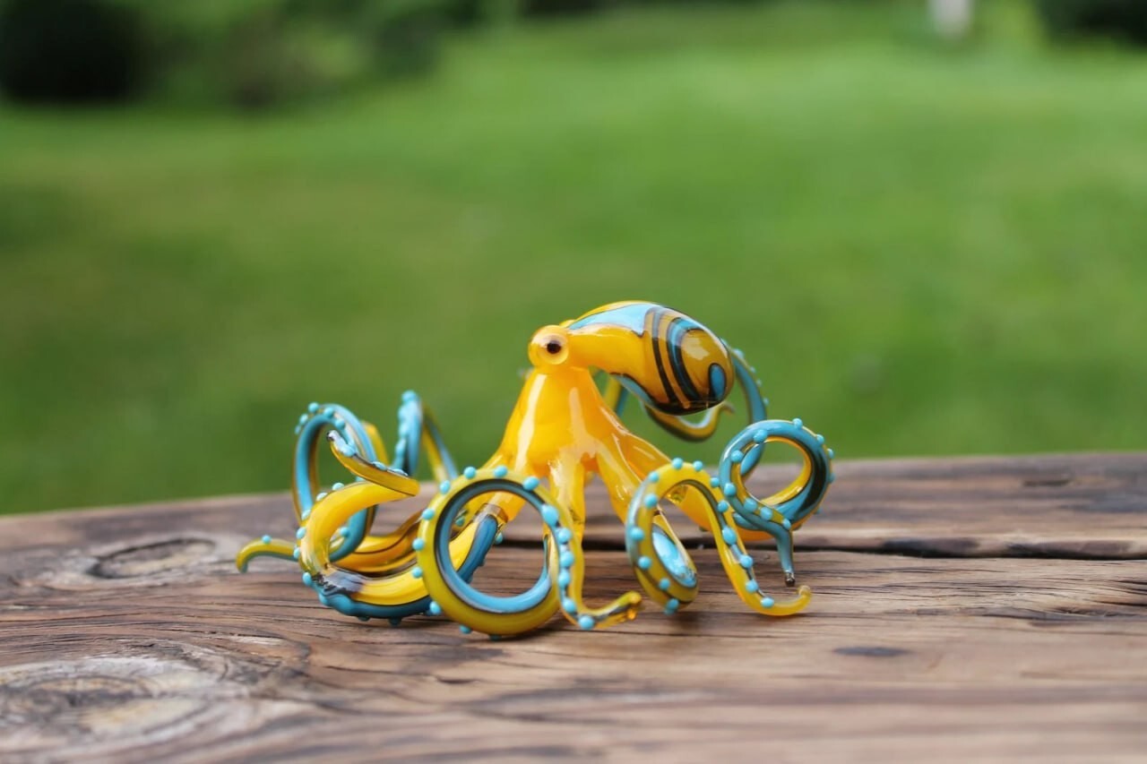 Blown Glass Octopus glass figurine Octopus Glass Ocean Octopus Kraken Glass