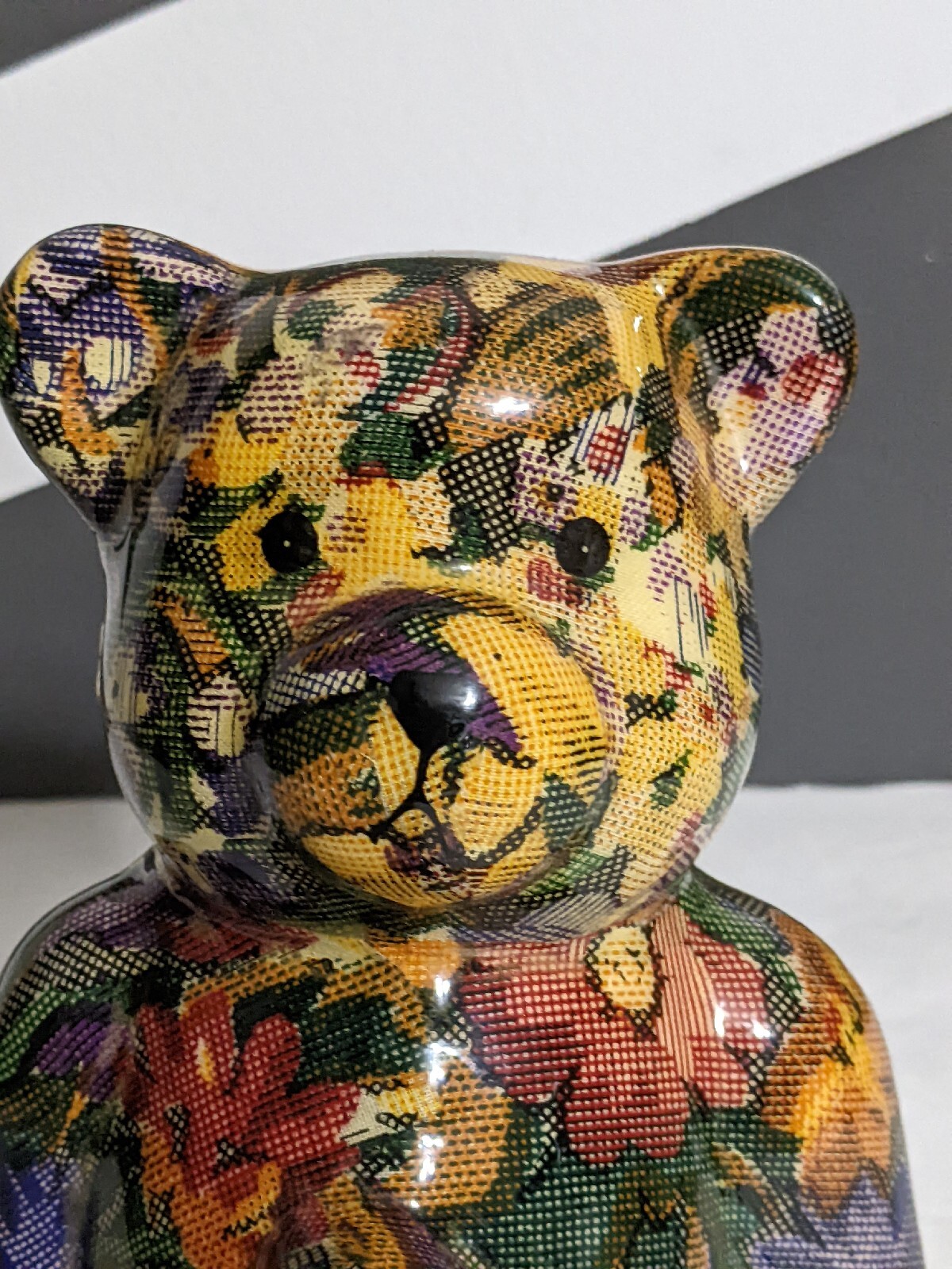Patchwork Joan Baker Designs Floral Pattern Teddy Bear Figurine Shelf Sitter