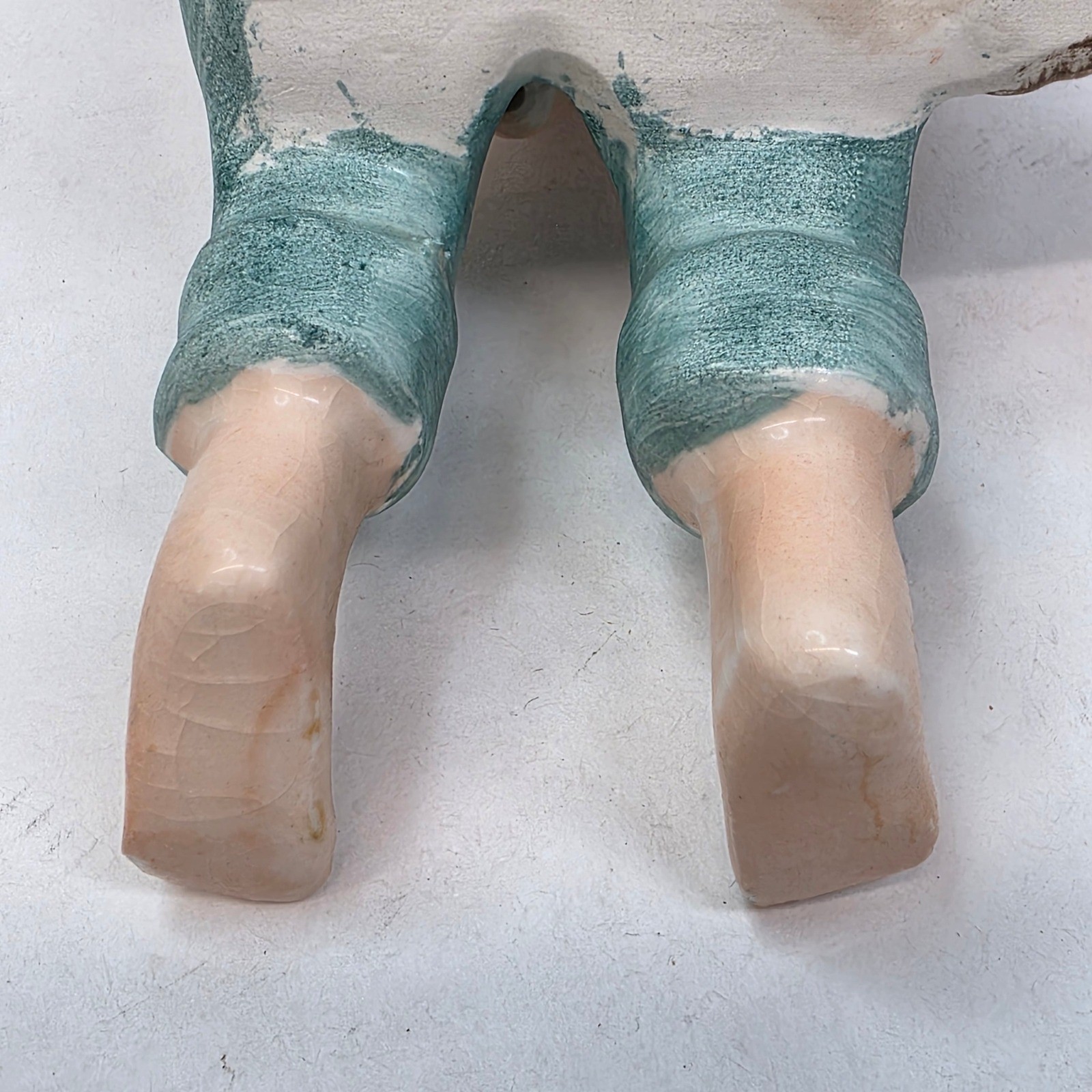 Ceramic Shelf Sitter Fishing Boy Figurine 5.5″ Blue Vintage Country Decor