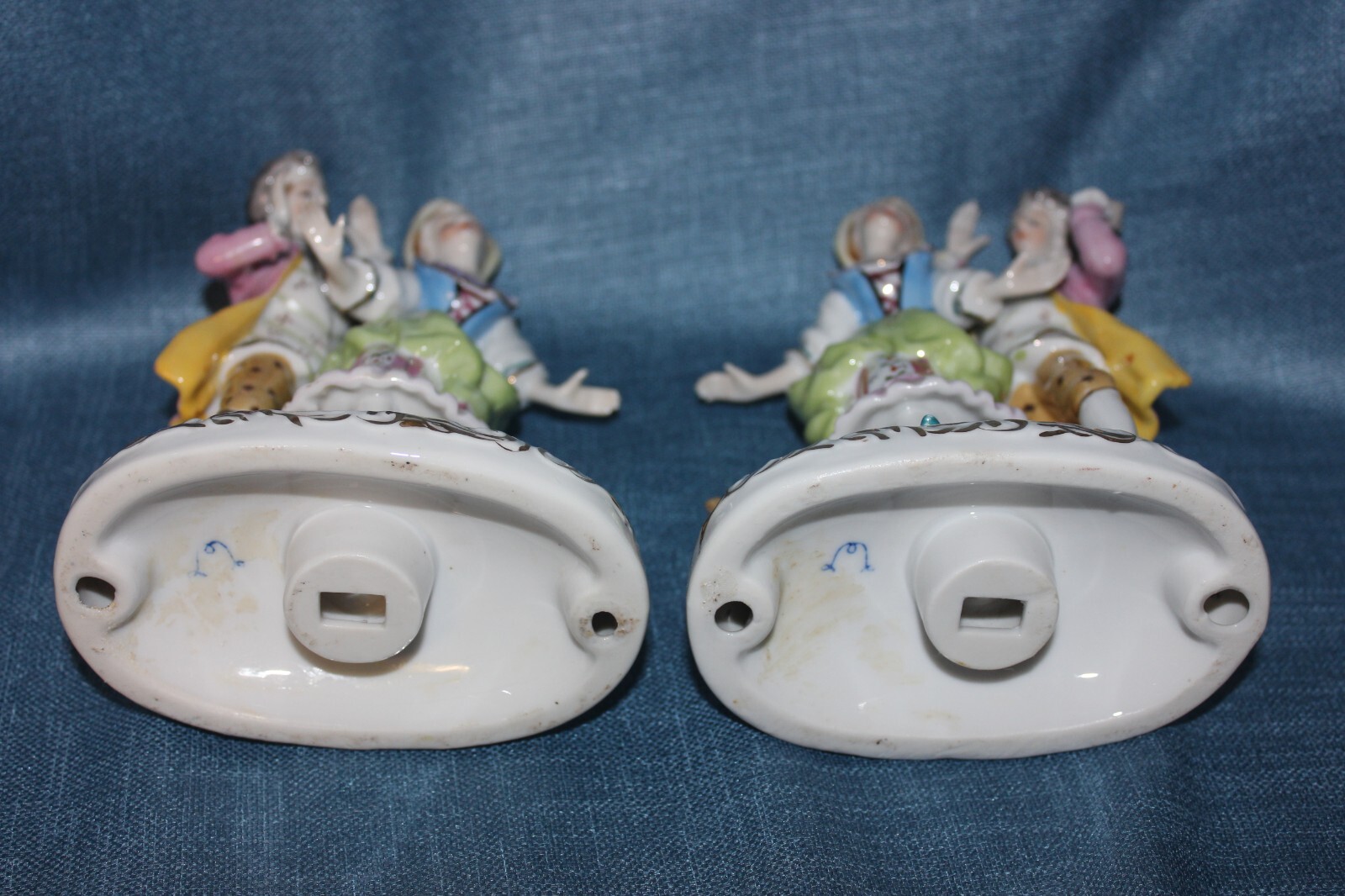 Wonderful Porcelain Figurines, 2 Couples, Mirror Image, Partial Mark