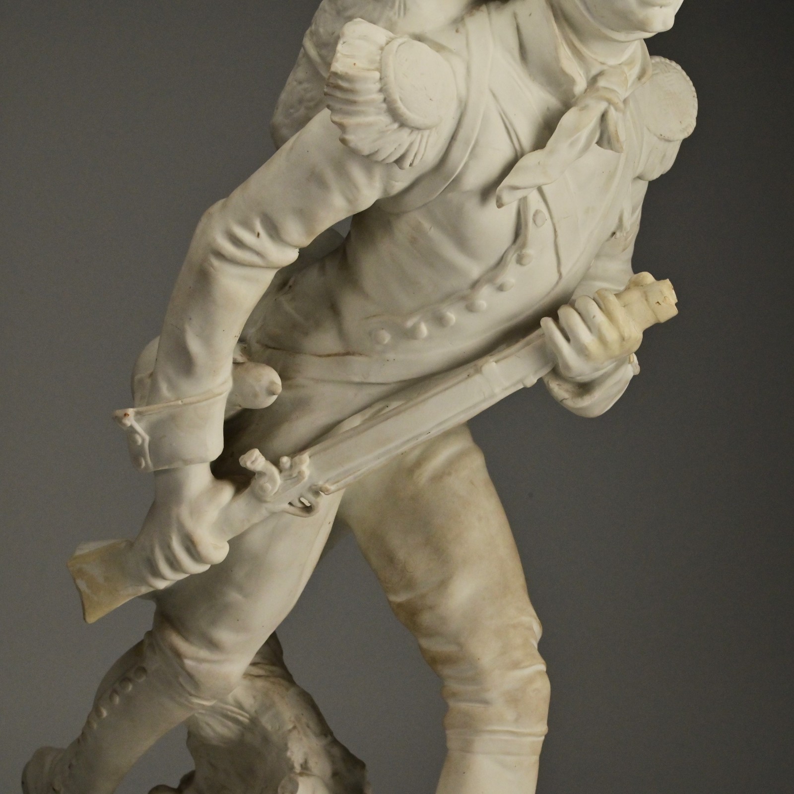 GEORGES FLAMAND Antique Original Vintage Signed Ceramic Bisque Sculpture Statue