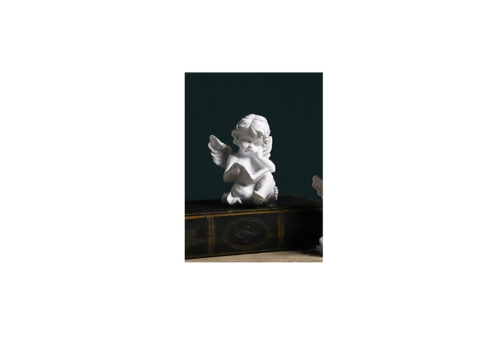 Reading Book Angel Statue with Cherub Wings – Guardian Angel Figurine for Home,