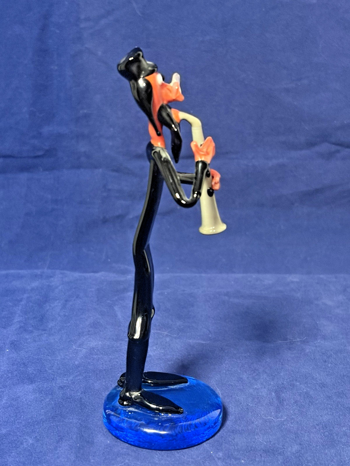 Vintage Murano Judaica Jewish Musician Playing Shofar Art Glass Figurine 6.5″
