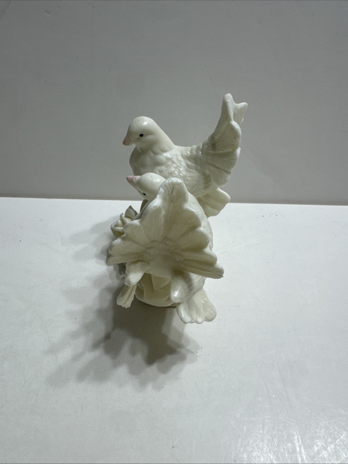 Vintage Porcelain White/Pink Dove and Flower Figurine
