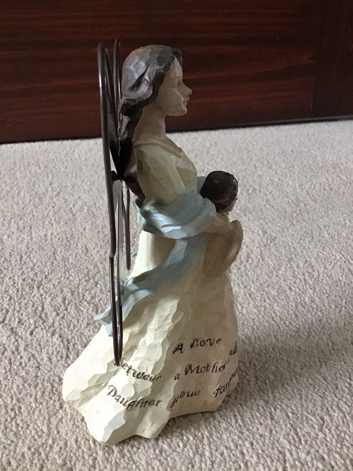 Mother and Daughter Plastic Resin 7 1/4″ Figurine with Metal Butterfly Wings