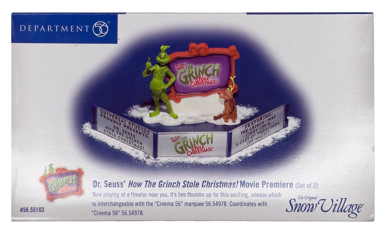 How the Grinch Stole Christmas Movie Premiere Set NEW Department 56 Snow Village