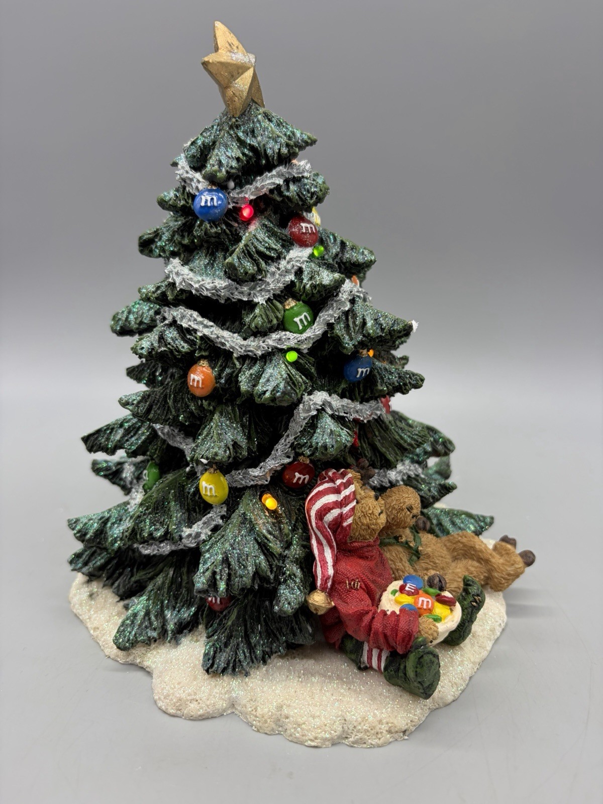 M&M’s Boyds Bears Light Up Christmas Tree TESTED Santa W/ Elgin & Rudy –