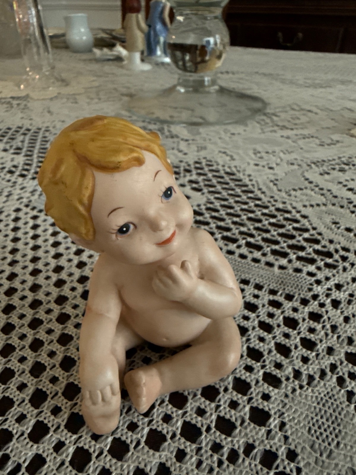 Vintage 1961 Bisque Piano Baby Figurine Marked Ds403.6
