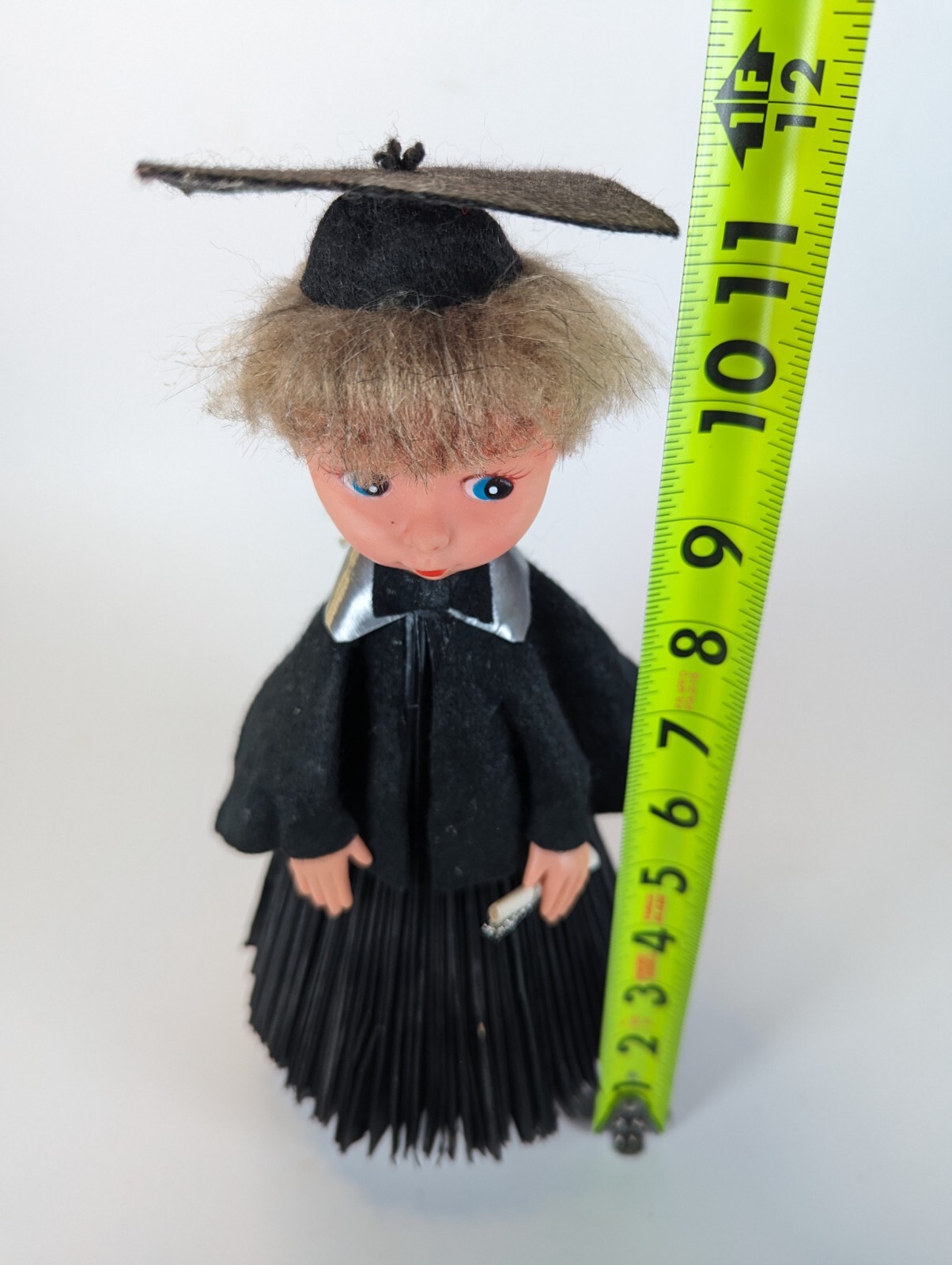 1960s Graduation Doll With Pleated Cardboard Skirt 11 Inches Tall Retro Vintage