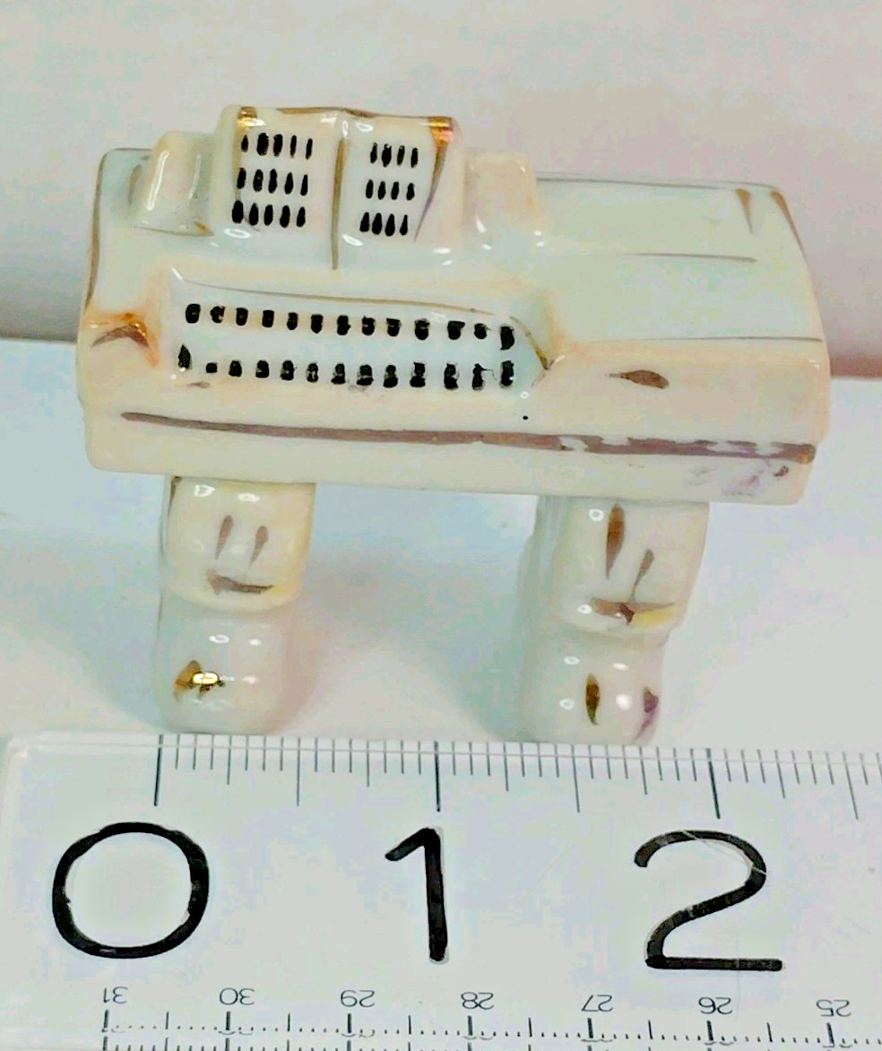Vintage Occupied Japan Porcelain Organ / Piano White / Black Gold Trim