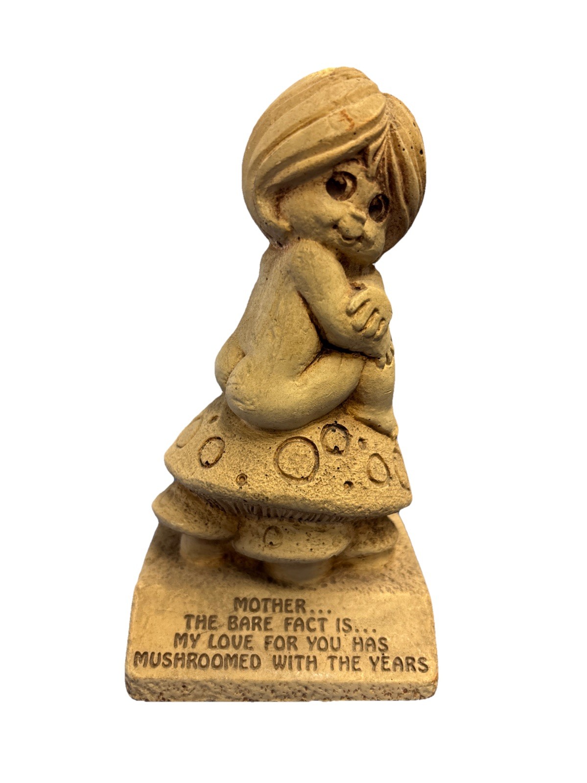 VTG 1974 Paula Figurine W-401 Girl On Mushroom ” Mother My Love For You…”
