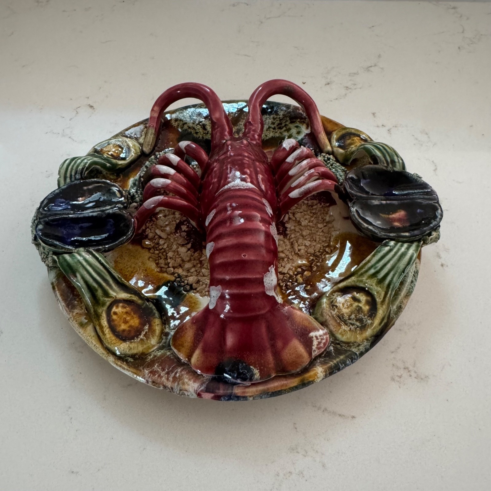 J. Willfred By Sadek Lobster Plate Palissy Majolica Portugal 7” Hanging Plate