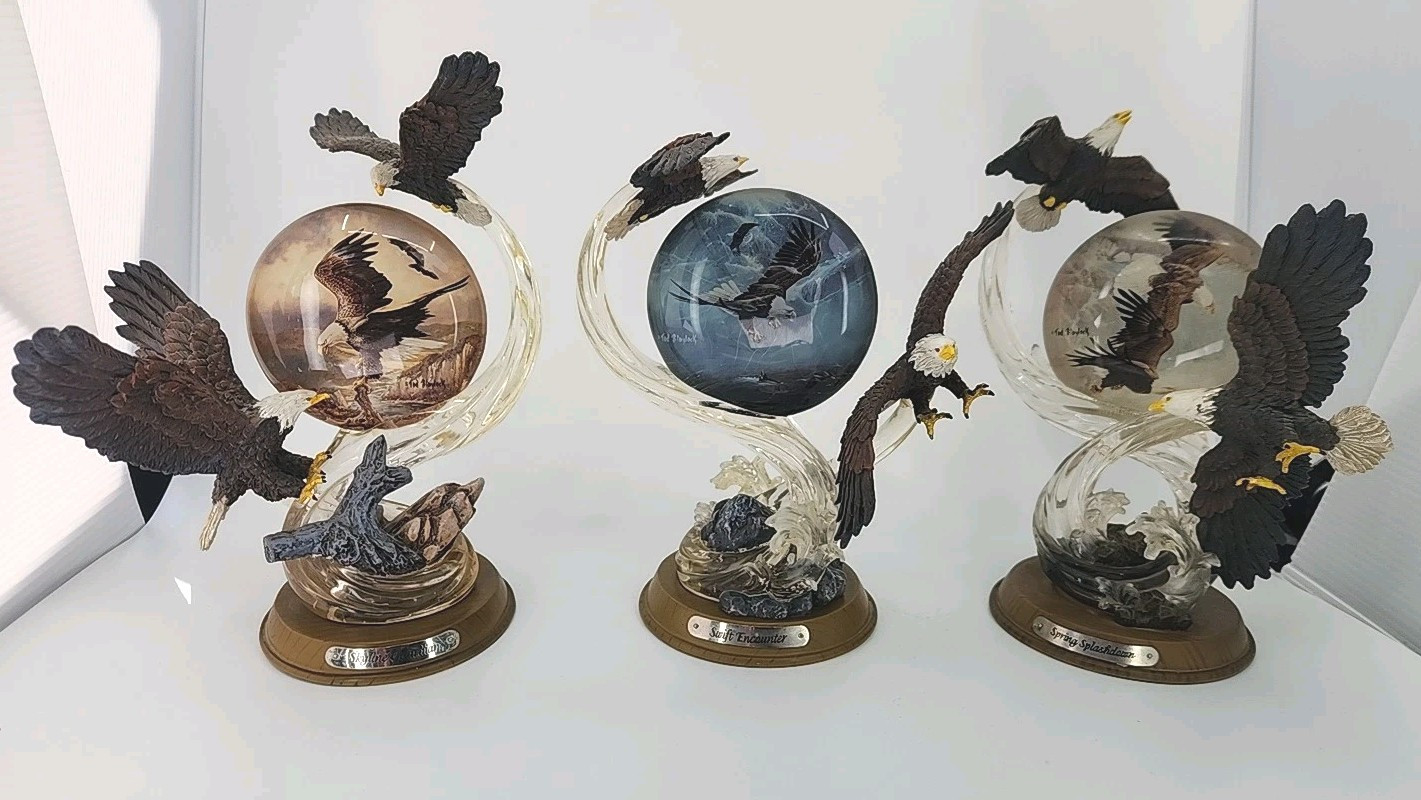 Set 3 Bradford Exchange Eagles Statues Ted Blaylock 2003(4) A0373 A5661 A0767