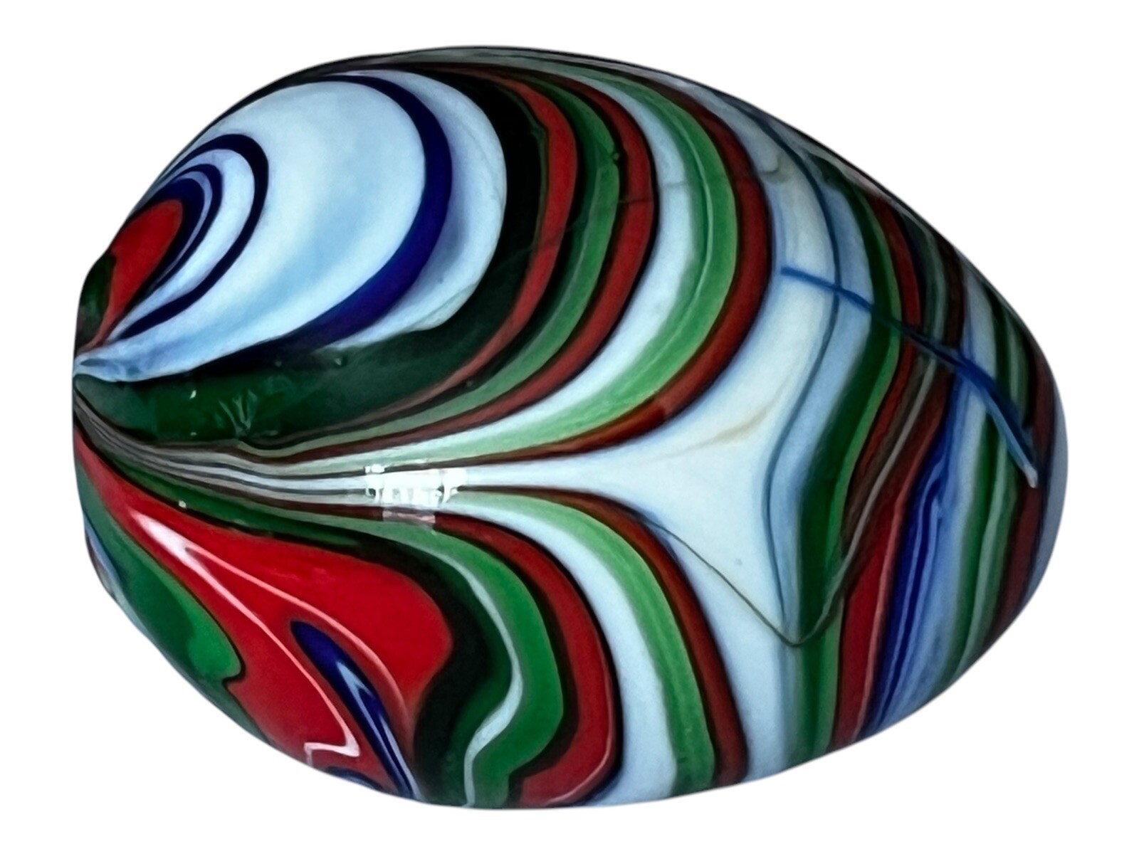 Hand Made Multicolor Twist Swirl Glass Egg Excellent Used Condition 1.25”T 1.5”L