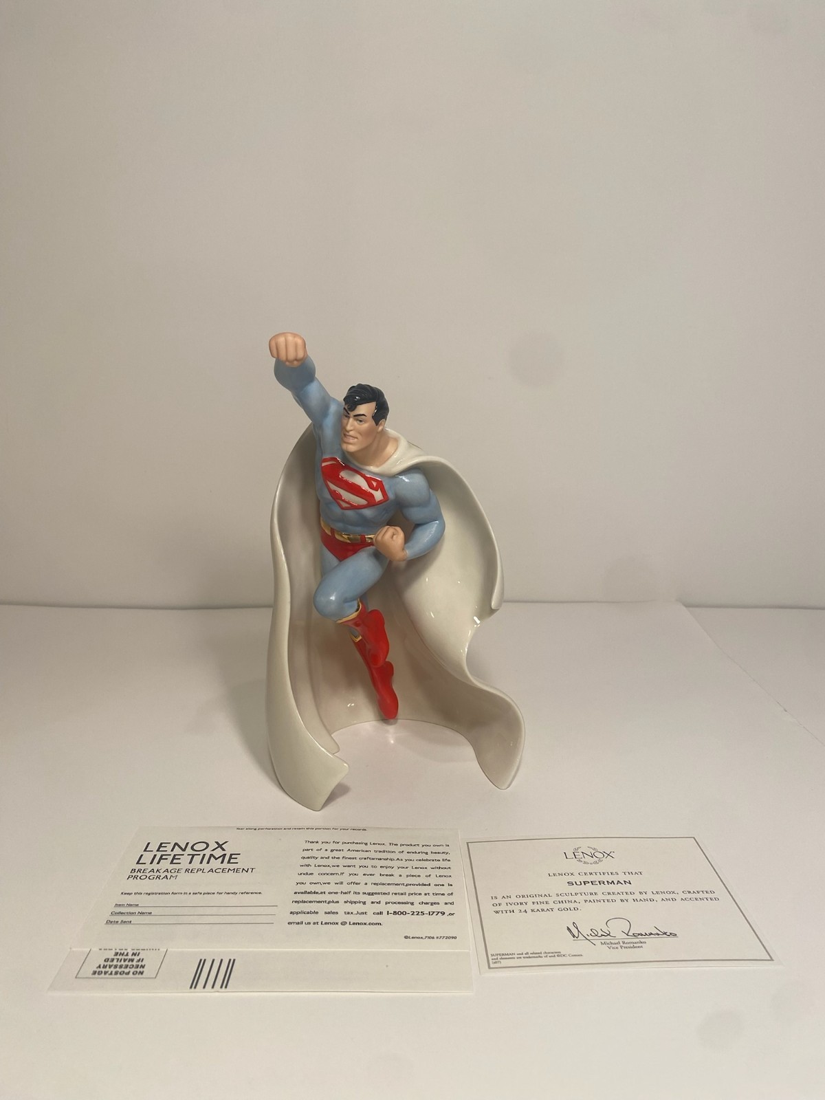 Lenox Superman Figurine DC Comics Man of Steel NIB w/ COA 24K Gold Fine China