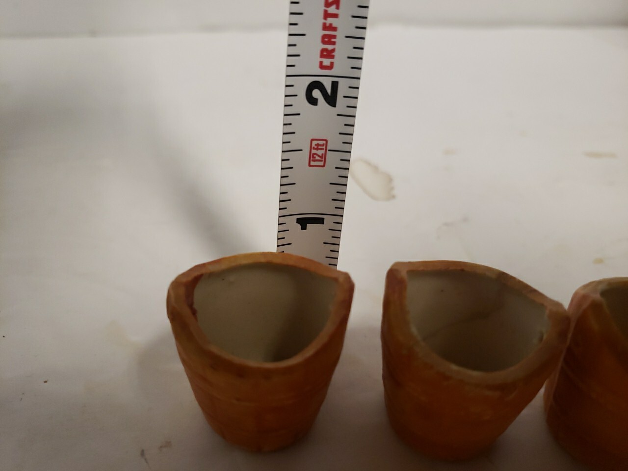 Vtg JAPAN TINY 1″ CERAMIC WATERING PAIL BUCKET YOKE Lot Of 3 Dollhouse Miniature