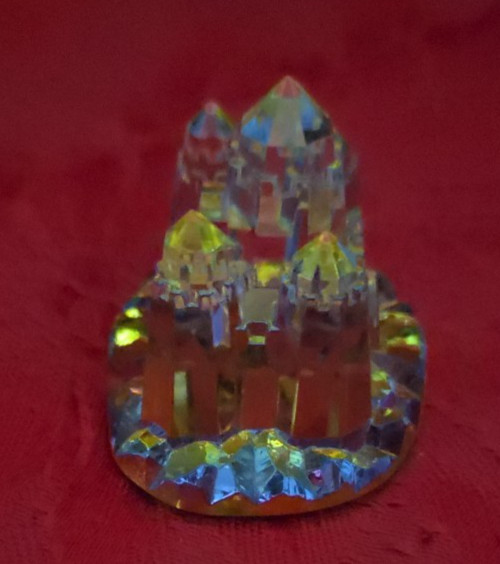 80’s Small Multi-Colored Crystal Castle Handcrafted Faceted Castle Germany