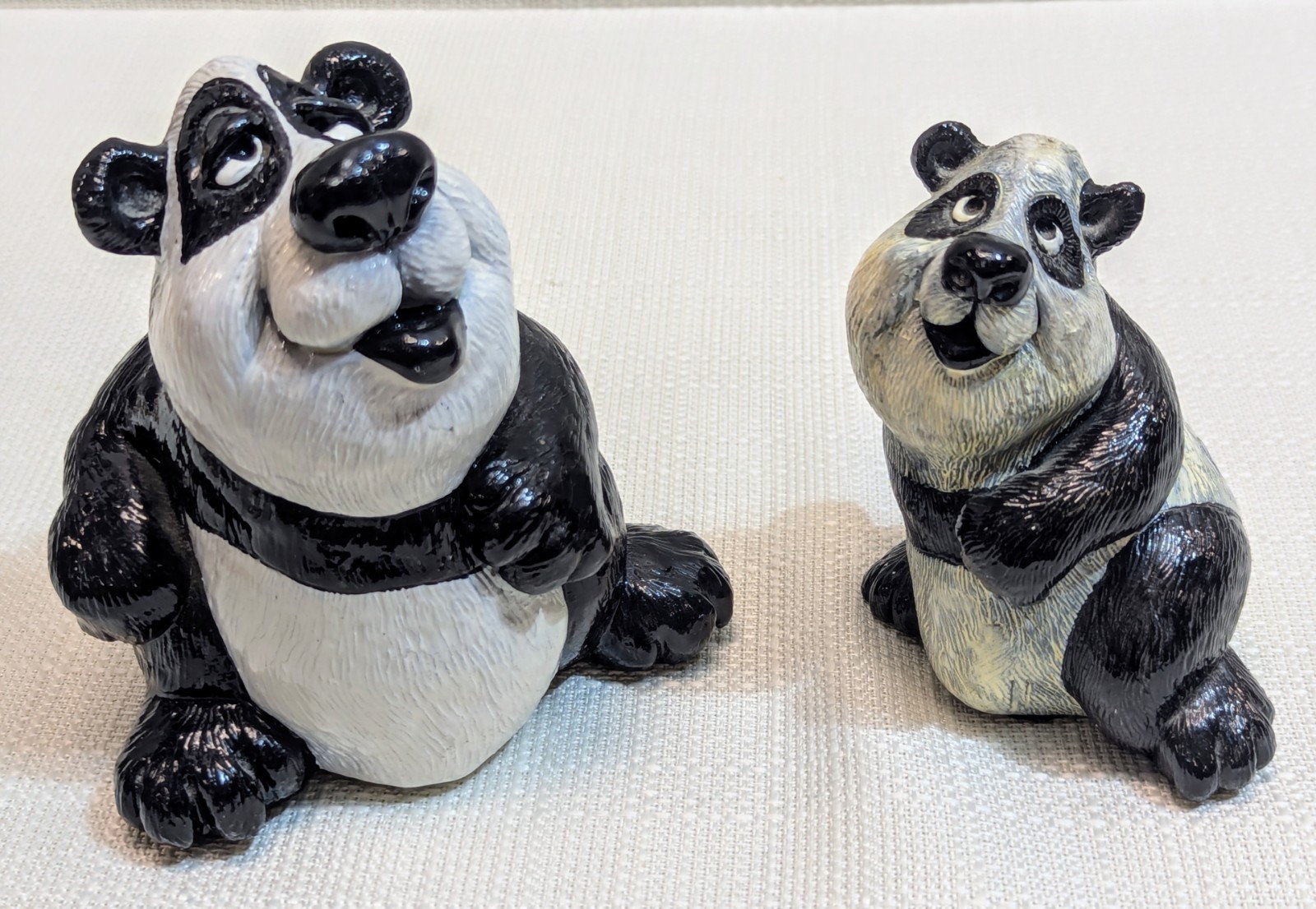 Two John Raya Signed Beasties of the Kingdom Panda Bear Figurines