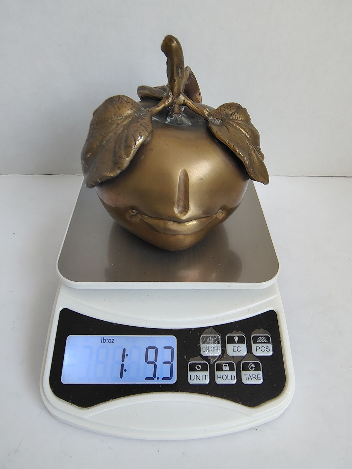 Surrealist Brass Apple Face Figure