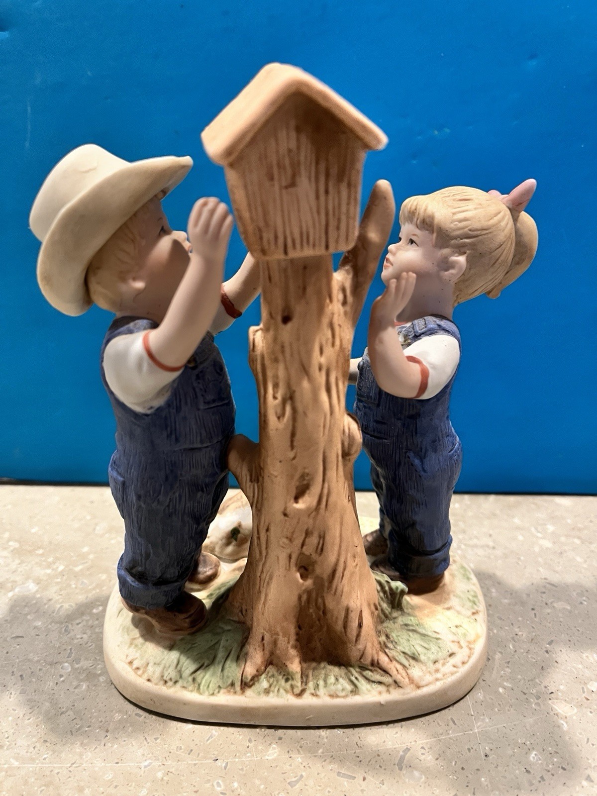 Vintage Home Interiors Homco Denim Days 8888 Our Birdhouse Figurine 1985