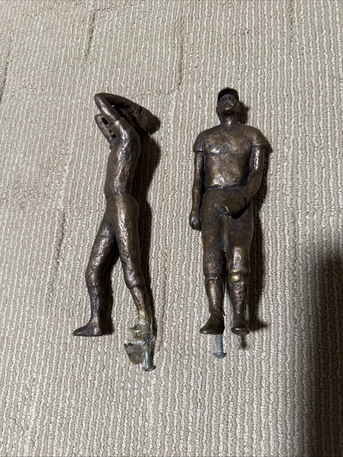 Bronze Baseball Statues Vintage Set of 2 Rare