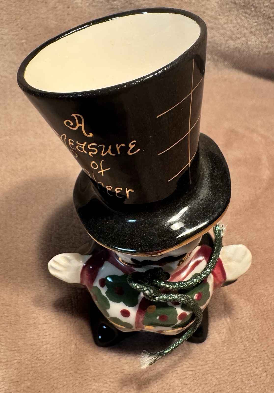 Vintage Top Hat Shot Glass Porcelain Man Dandy Art Deco Style Festive Celebrate