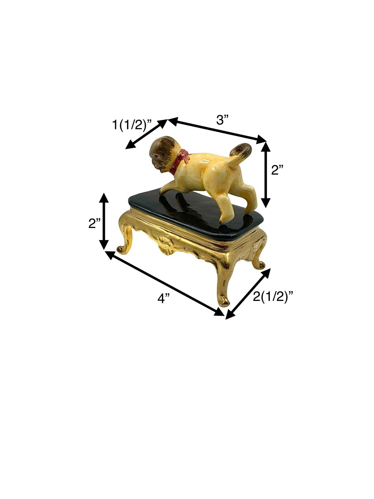 Dog Figurine Mini Pug on Stand Porcelain Italian Vintage Adorable Gift Decor