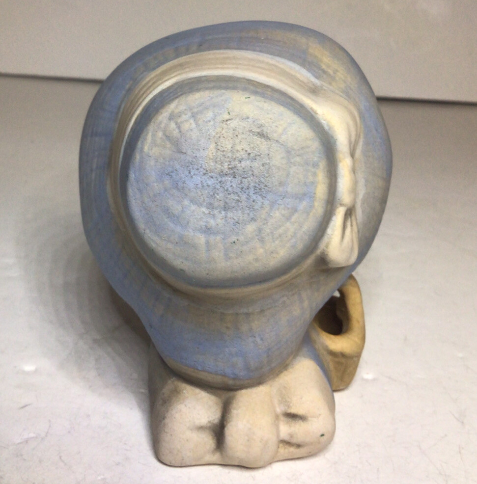UCTCI Girl With Bonnet And Basket Figurine Bisque 3 1/2 Inches Tall Vtg