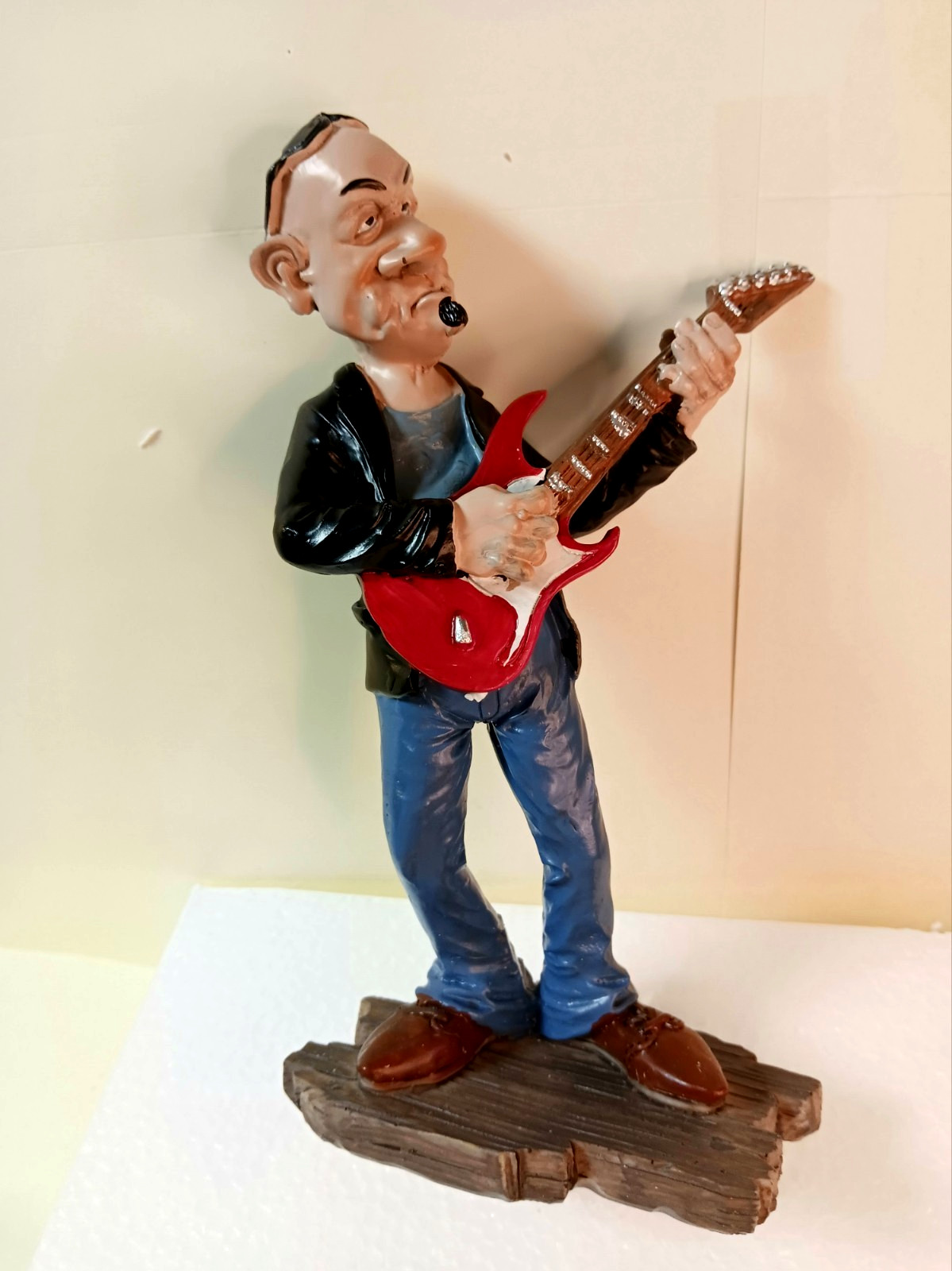 Whimsical Standing Guitarist Statue Figurine – Hand Painted Resin