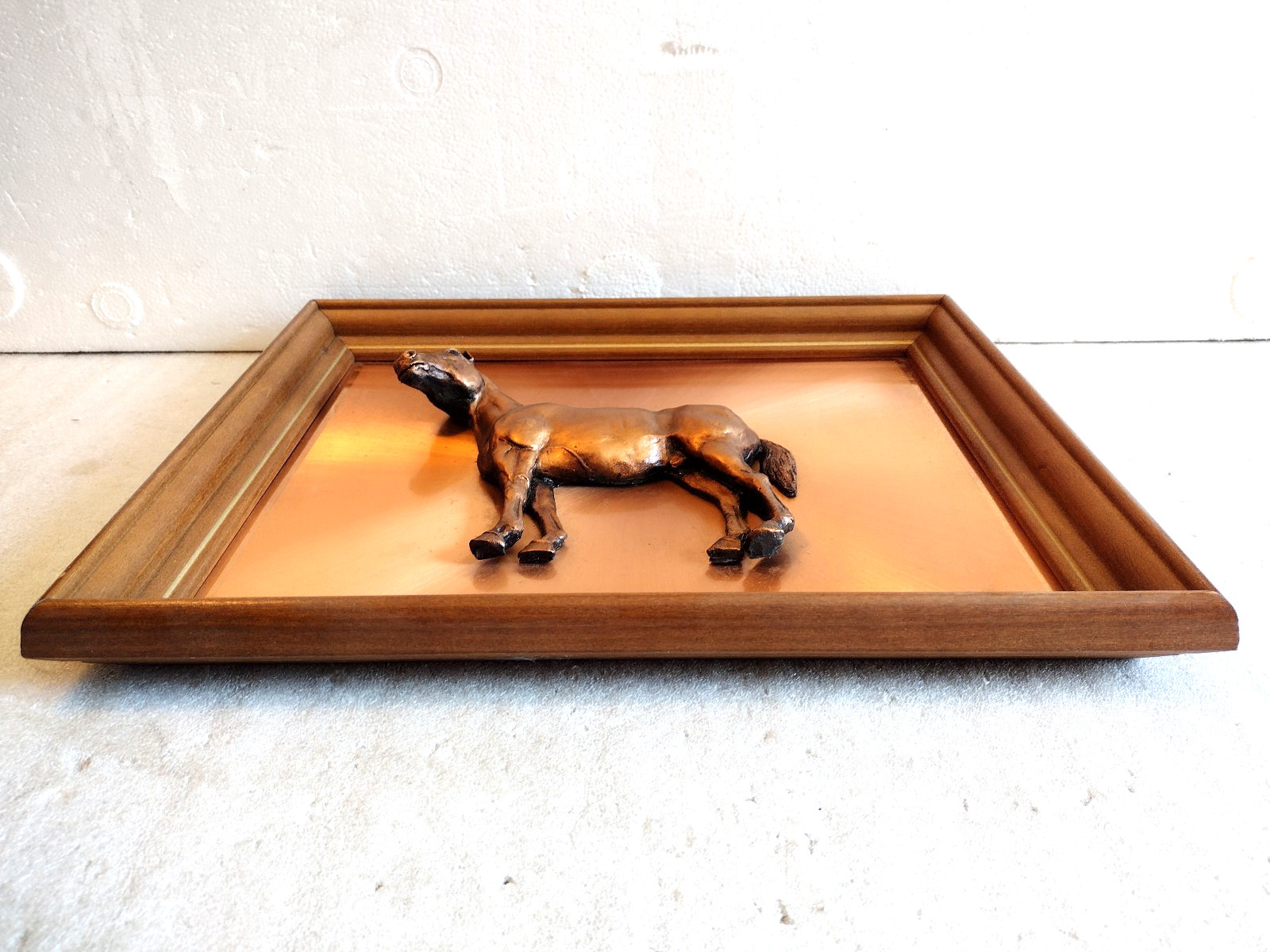 Copperama Equestrian Horse Framed Copper Relief 16″ X 13″ MCM New In Box