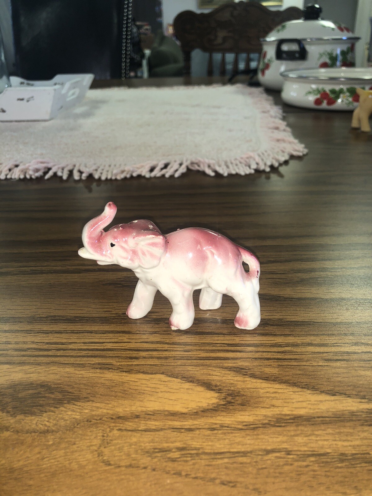 Vintage Elephant Pink Glazed Ceramic Anthropomorphic Traditional Japanese 3.5”