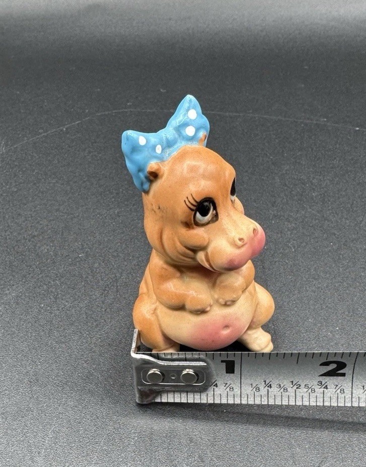 Vintage Josef Originals Baby House Hippo 1960s MCM Small Ceramic Figurine