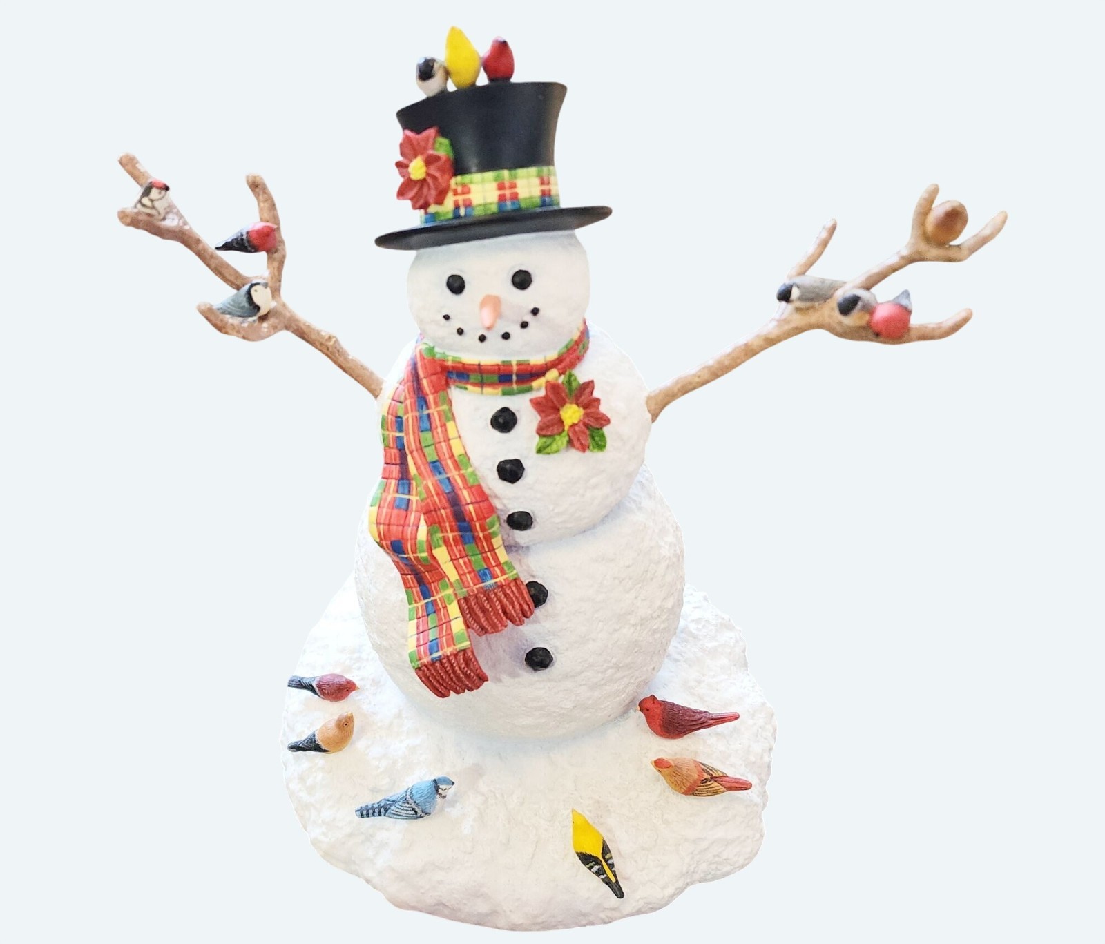 Lenox Feathered Friends Snowman Figurine Birds & Plaid Scarf – 1997 w Box