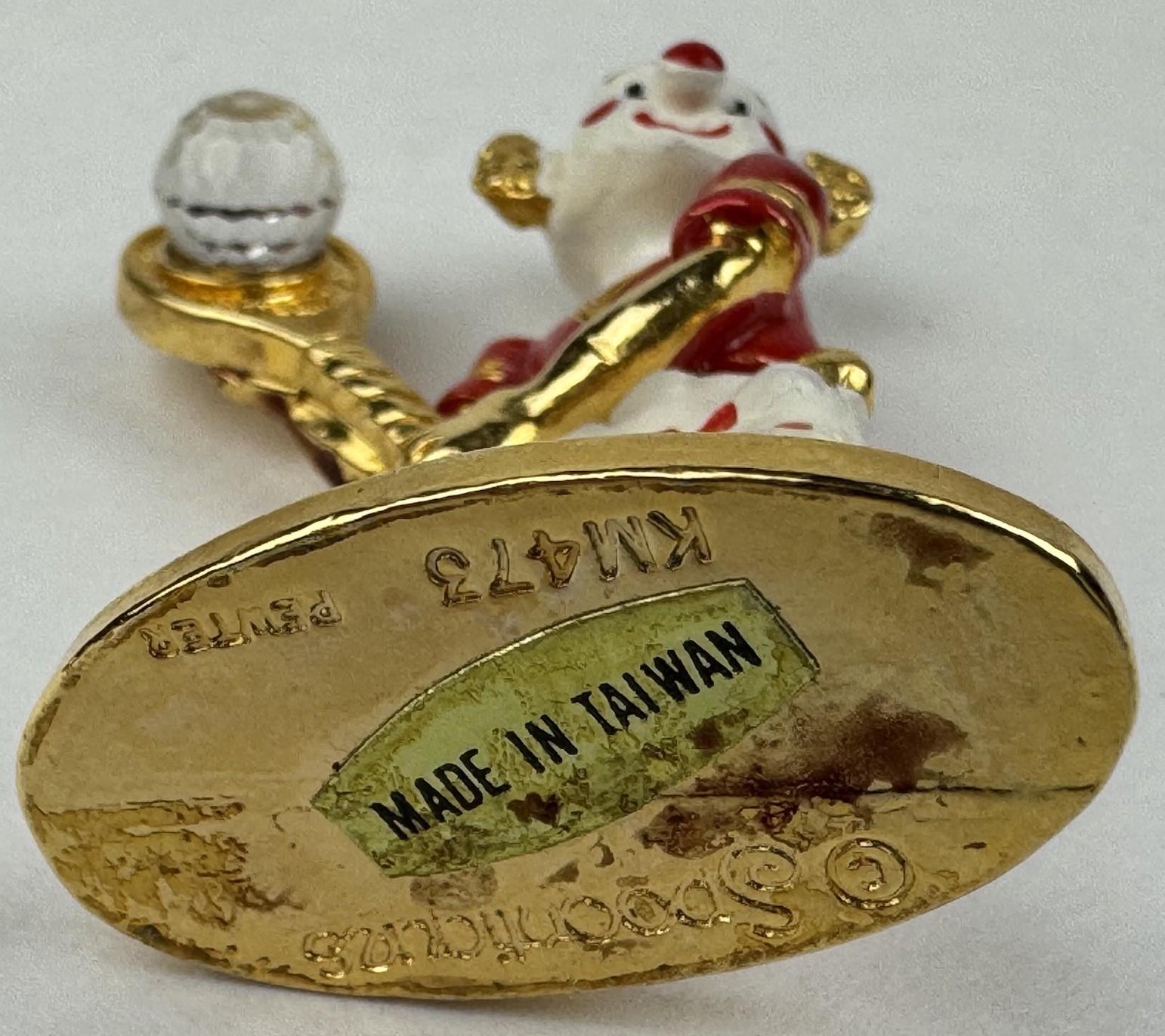 3 Spoontiques Pewter Miniature Gold Clown Swarovski Crystal Tennis Golf Baseball