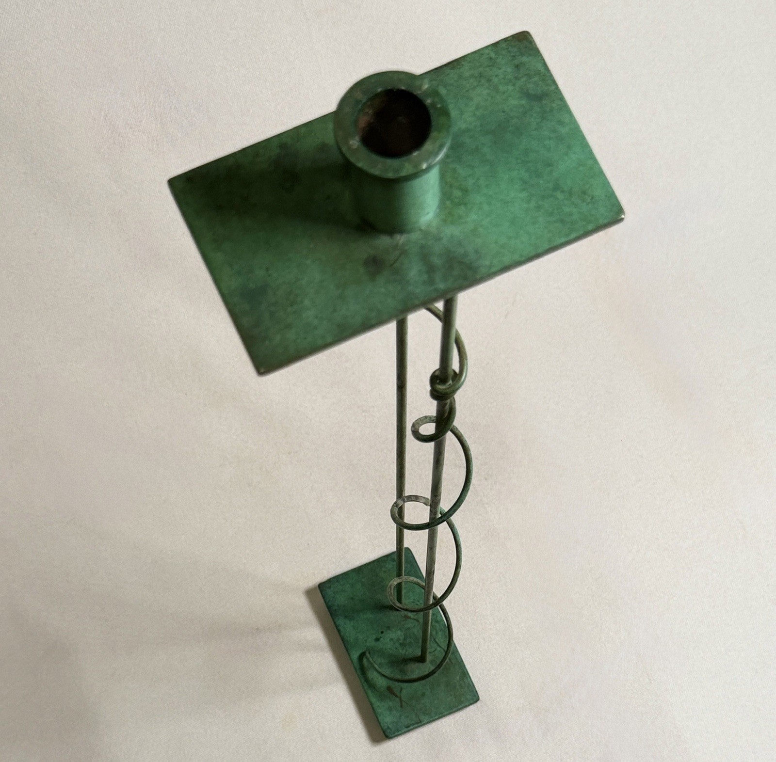 Steven Holl Swid Powell Postmodern Patinated Bronze Candlestick John Loring Est