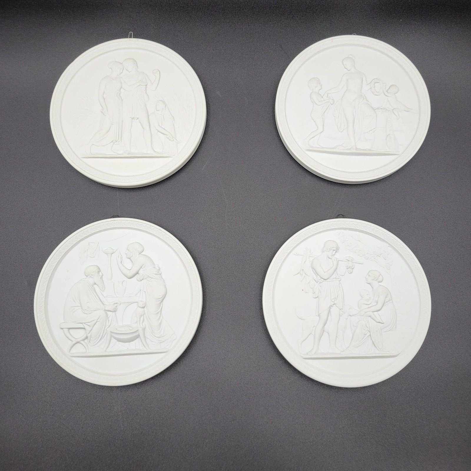 ROYAL COPENHAGEN ‘The Four Seasons of Life’ Set of 4 Bisque Porcelain Relief Art