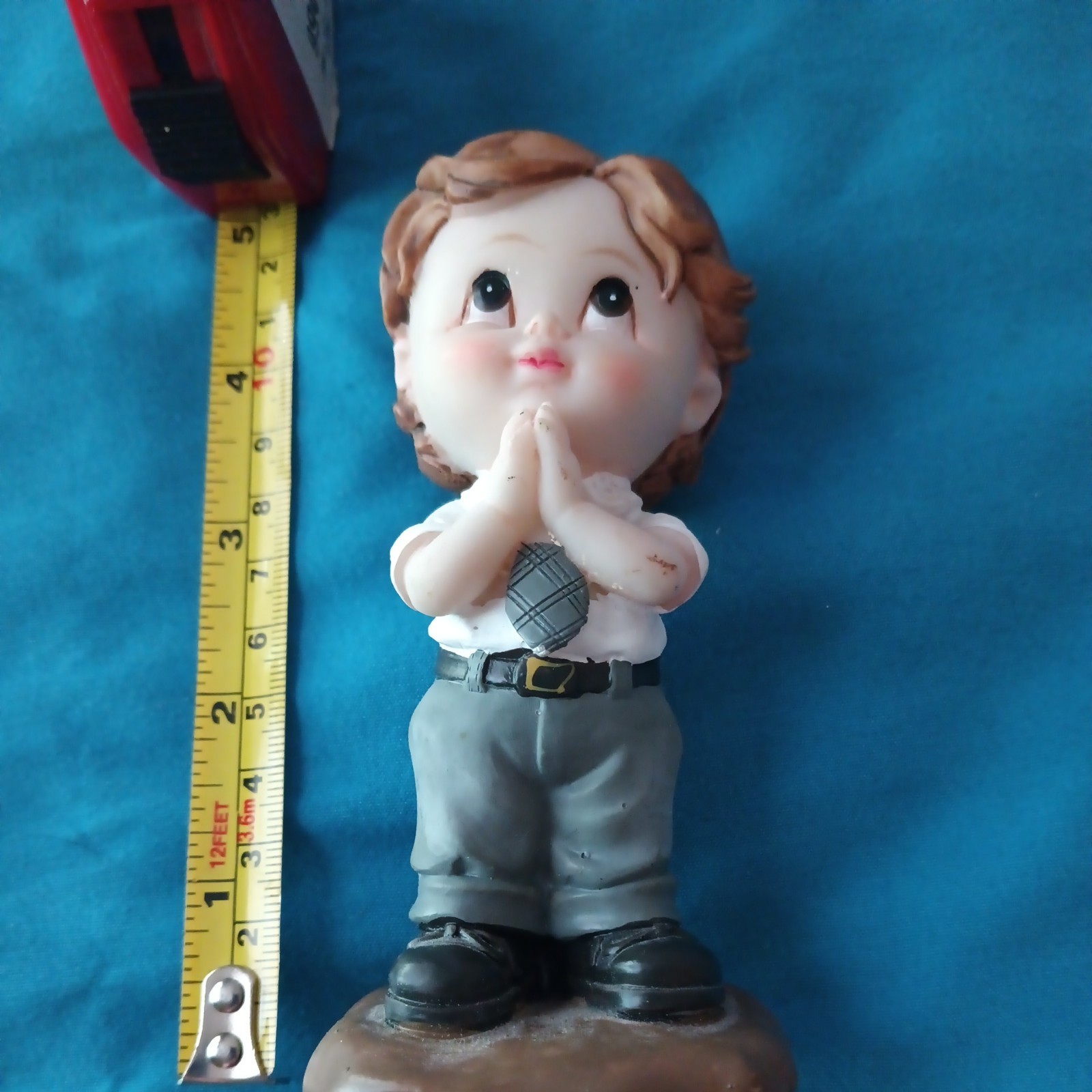 4 1/2″ Tender Times Little Boy Figurine. Wearing Gray Tie and Gray Slacks. Child