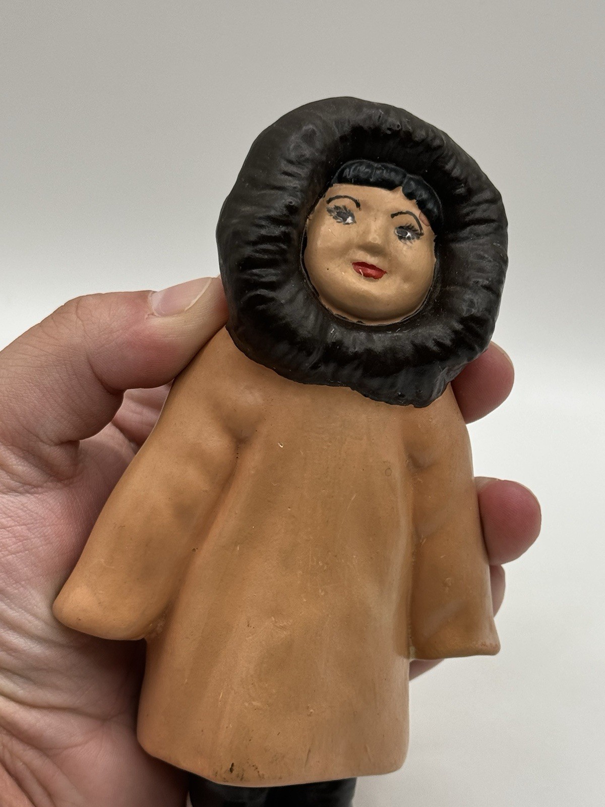 Vintage 1937 Eskimo Young Girl Plaster Figure Hand Painted Figurine Decor ***